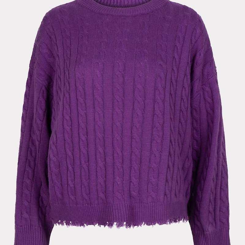 Shop Esqualo Raw Edge Cable Sweater In Purple