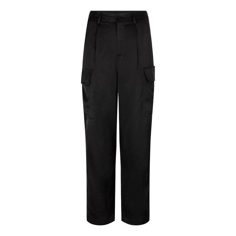 Shop Esqualo Sateen Cargo Trousers In Black
