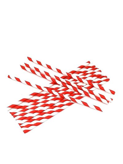Essential Essential Biodegradable Paper Straws (Pack of 50) (Red/White) (One Size) product