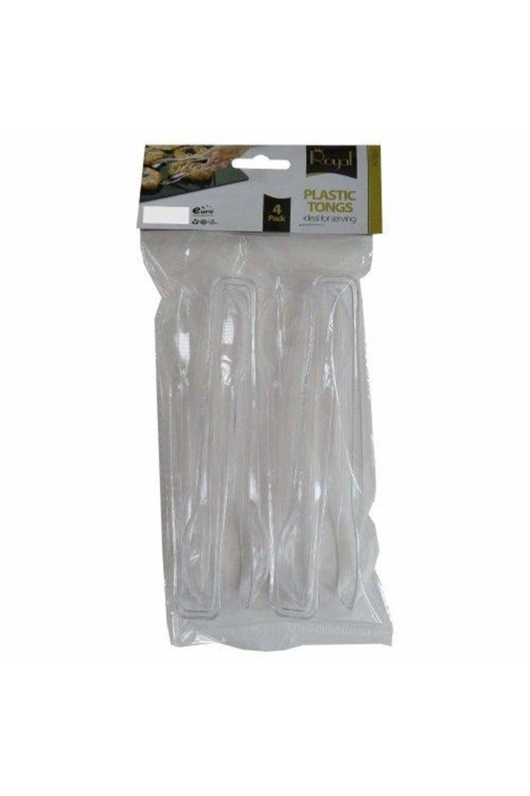Essentials Prestige Plastic Tongs (Pack of 4) (Clear) (One Size) - Clear