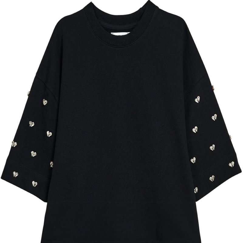 Shop Essentiel Antwerp Women Etui Embroidered Easy Fit Sweatshirt In Black