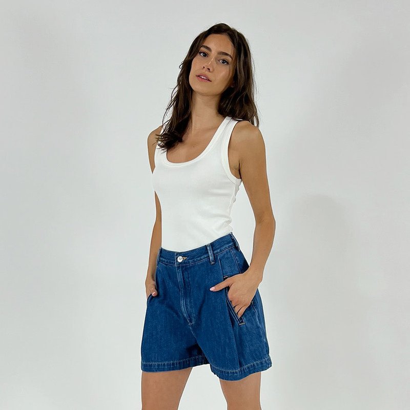 Shop Etica Max Pleated Short In Blue