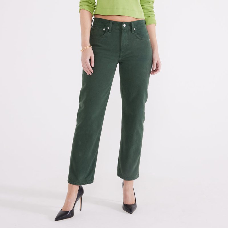 Shop Etica Rhea Mid Rise Straight Jeans In Green