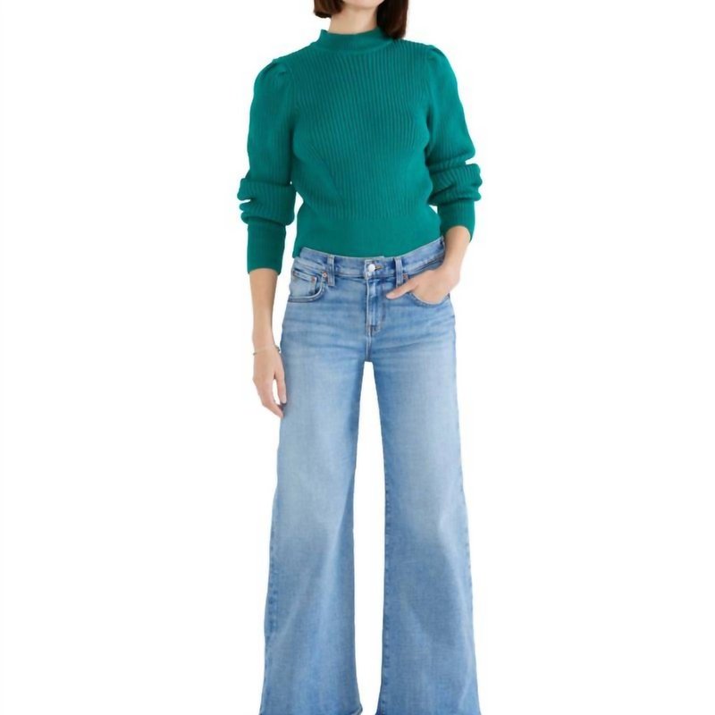Shop Etica Romi Mid Rise Stretch Wide Leg Jean In Blue