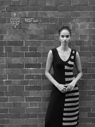 Knitted Tank Maxi Dress - Black/White
