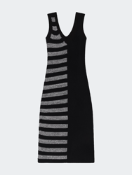 Knitted Tank Maxi Dress - Black/White - Black/ White