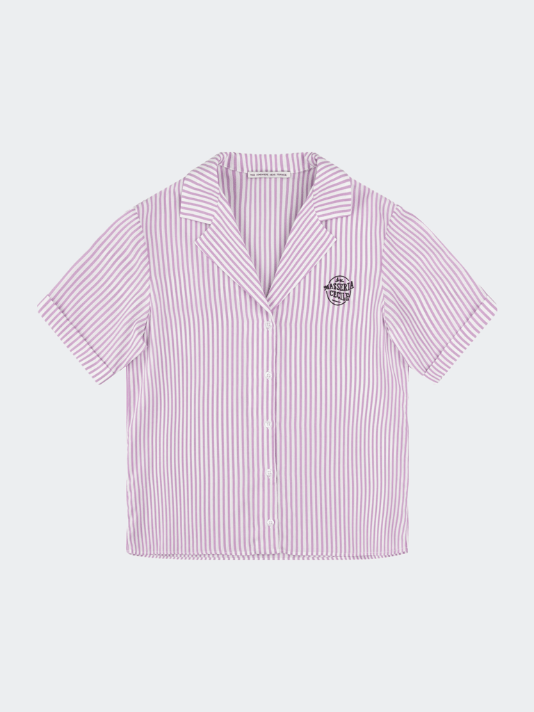 Masseria Cecile Short Sleeve Shirt - Lavender White Stripe
