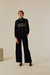 Piping Wide Leg Track Pant - Black