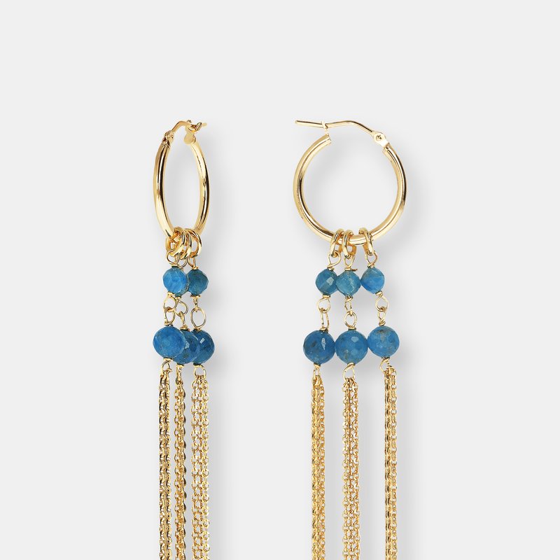 Etrusca Gioielli 18kt Gold Plated Drop Earrings With Genuine Stone In Blue