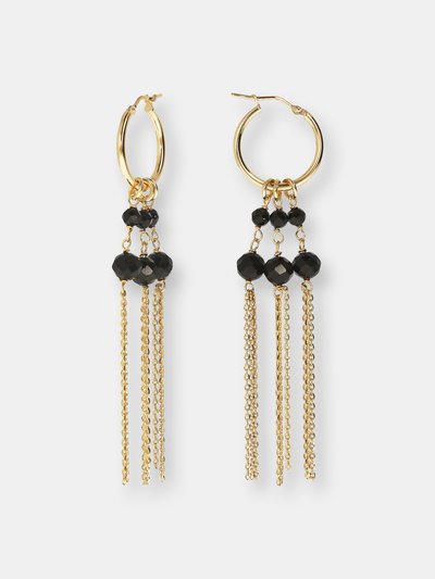 Etrusca Gioielli 18KT Gold Plated Drop Earrings With Genuine Stone - Black Spinel product