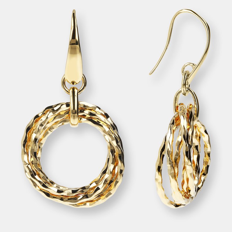 Etrusca Gioielli 18kt Gold Plated Drop Earrings With Shiny Multi-rings In Yellow