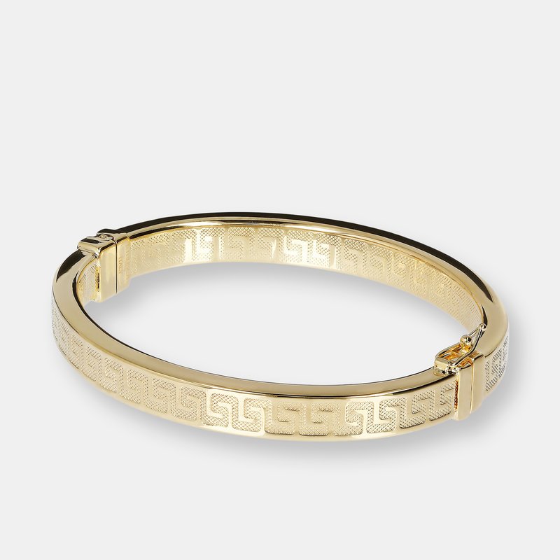 Etrusca Gioielli 18kt Gold Plated Greek Fret Bangle In Yellow