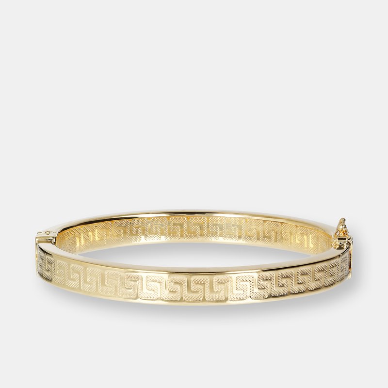 Shop Etrusca Gioielli 18kt Gold Plated Greek Fret Bangle In Yellow