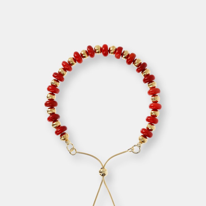 Shop Etrusca Gioielli Coral Bracelet Size 8.25" In Yellow