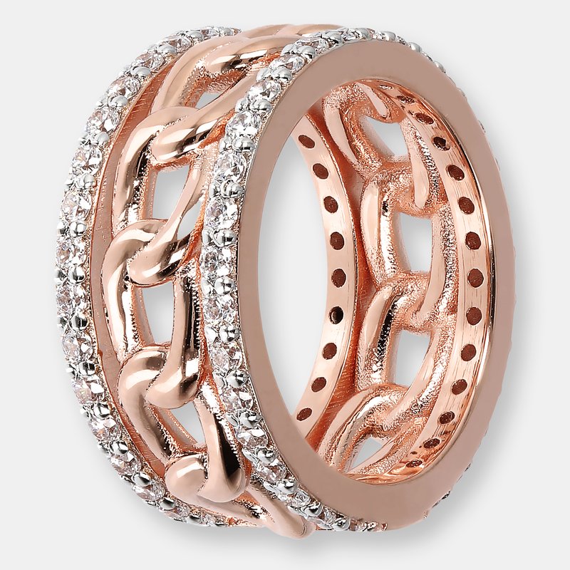Etrusca Gioielli Cubic Zirconia Chain Band Ring In Pink