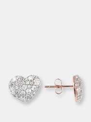 Cubic Zirconia Pavé and Golden Rose Heart Ring - Golden Rose