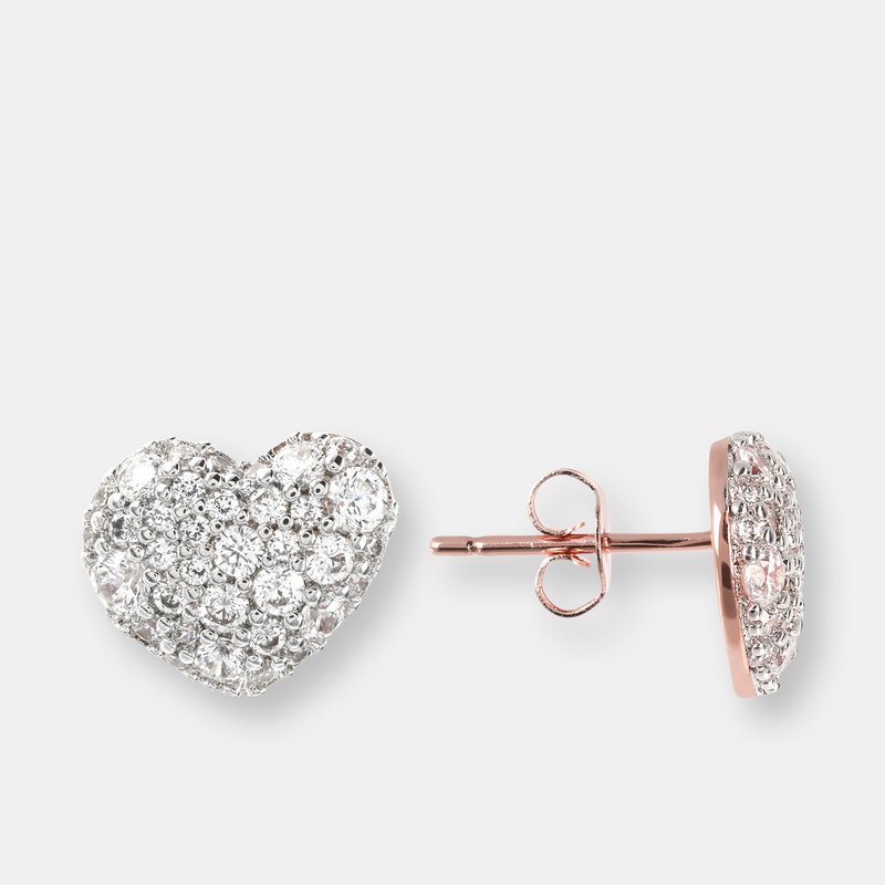 Etrusca Gioielli Cubic Zirconia Pavé And Golden Rose Heart Ring In Pink