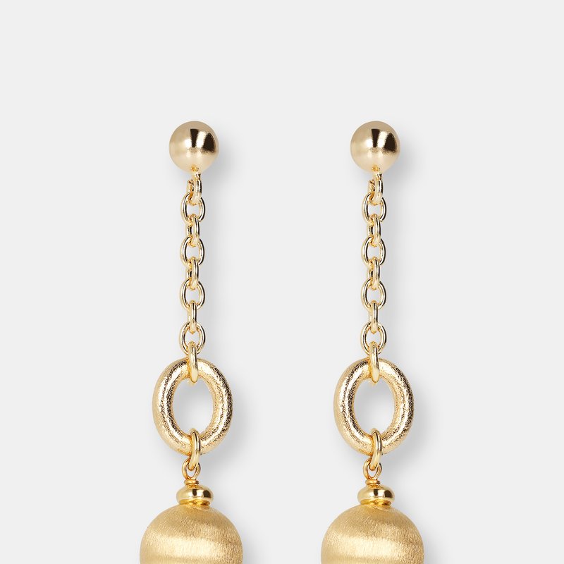 Etrusca Gioielli Drop Earrings With 18kt Gold Plated Bead In Yellow