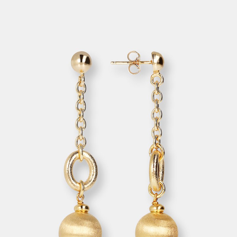 Shop Etrusca Gioielli Drop Earrings With 18kt Gold Plated Bead In Yellow