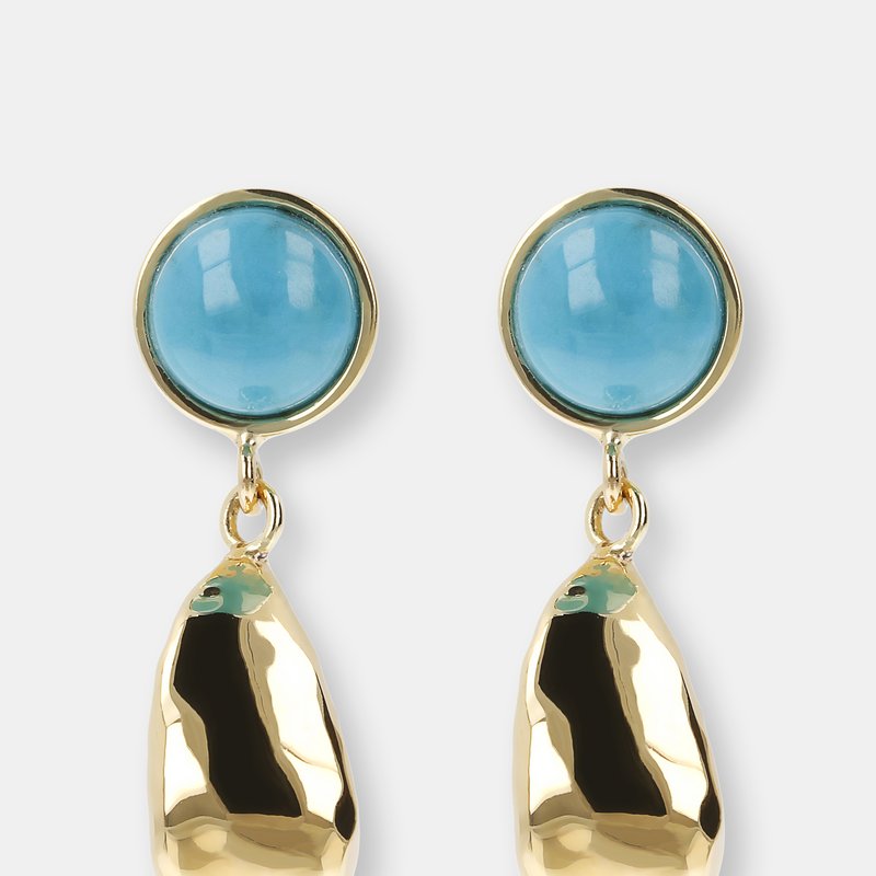 Etrusca Gioielli Drop Earrings With Turquoise Gemstone In Gold