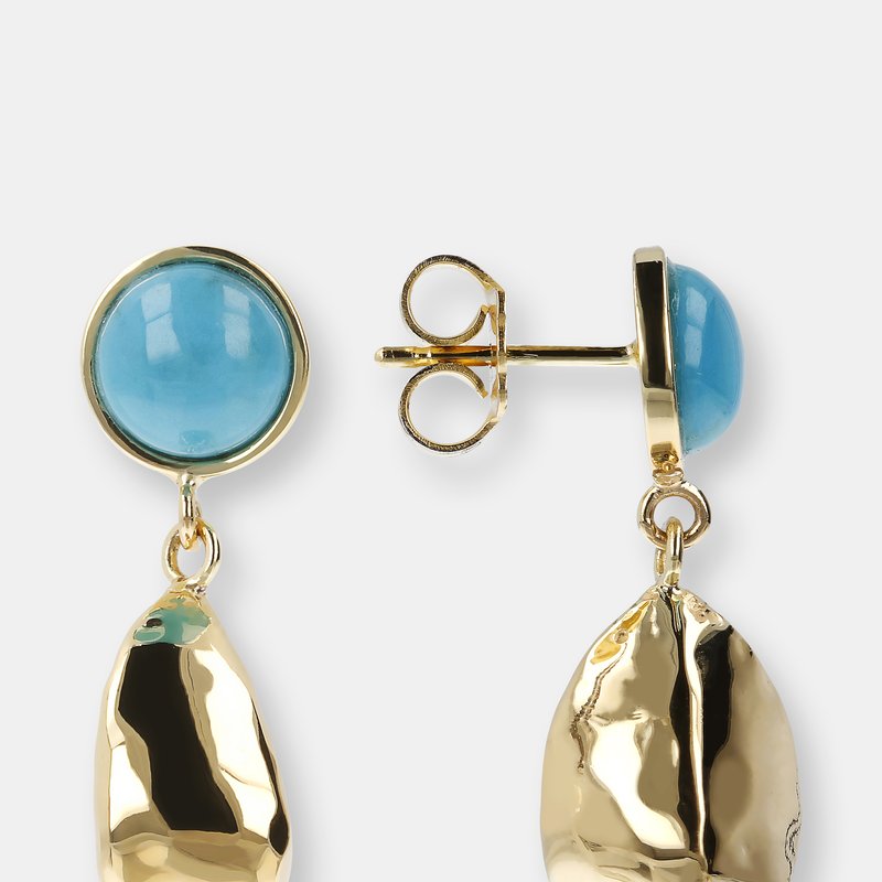 Shop Etrusca Gioielli Drop Earrings With Turquoise Gemstone In Gold