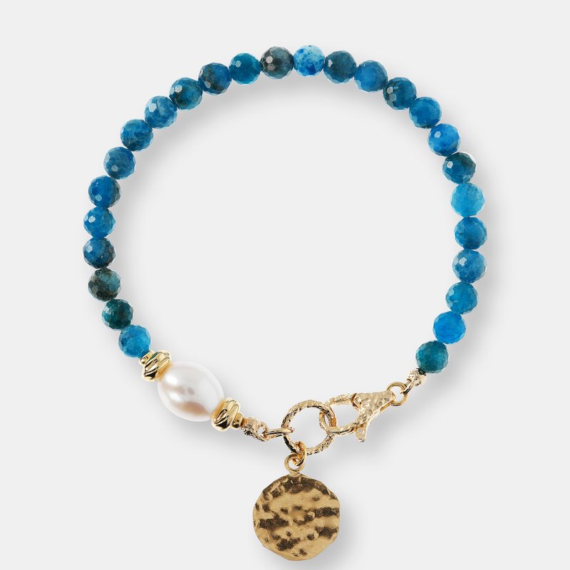 Etrusca Gioielli Genuine Stone 18kt Gold Plated Bracelet In Blue