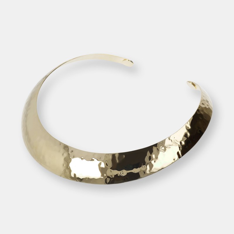 Shop Etrusca Gioielli Graduated Hammered 18kt Gold Plated Choker In Yellow