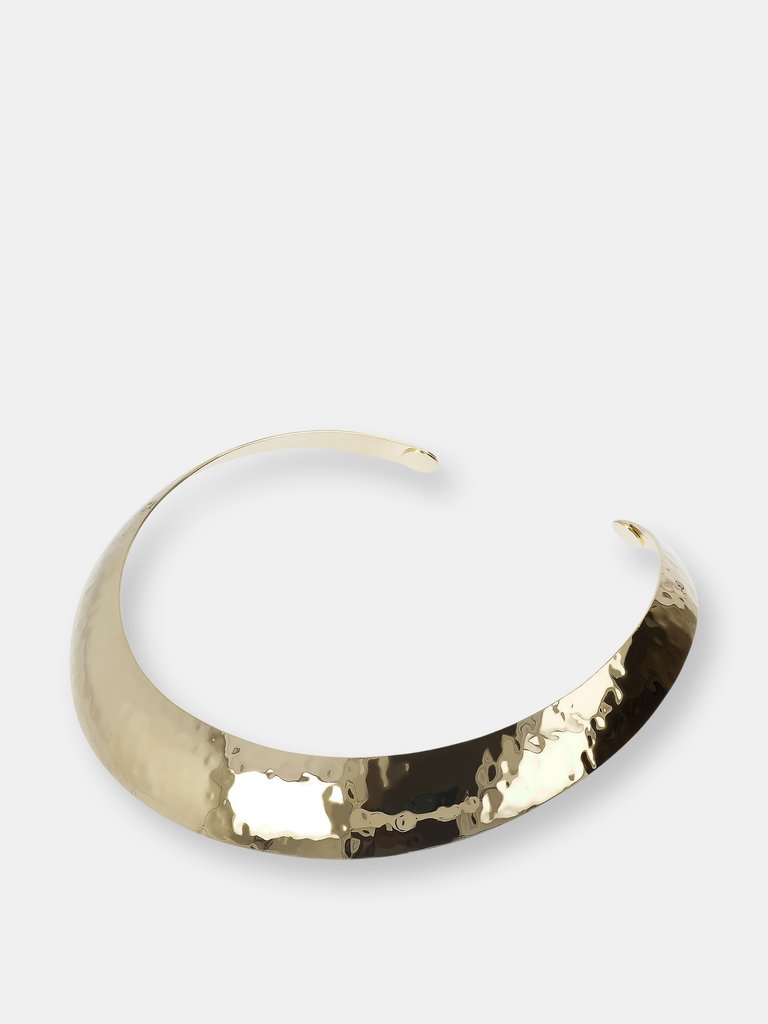 Graduated Hammered 18KT Gold Plated Choker