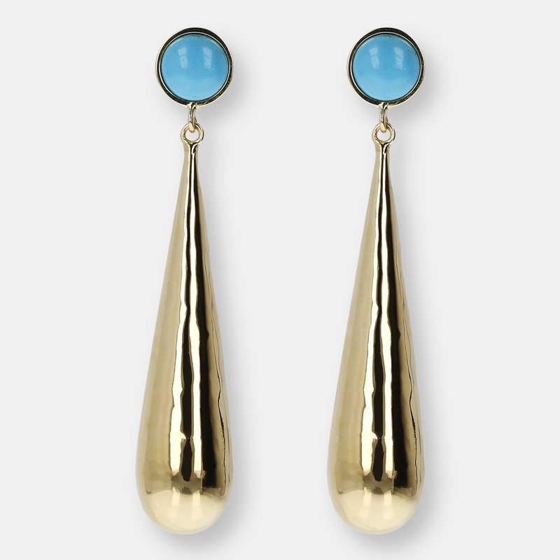Shop Etrusca Gioielli Hammered Turquoise Gemstone Earrings In Yellow