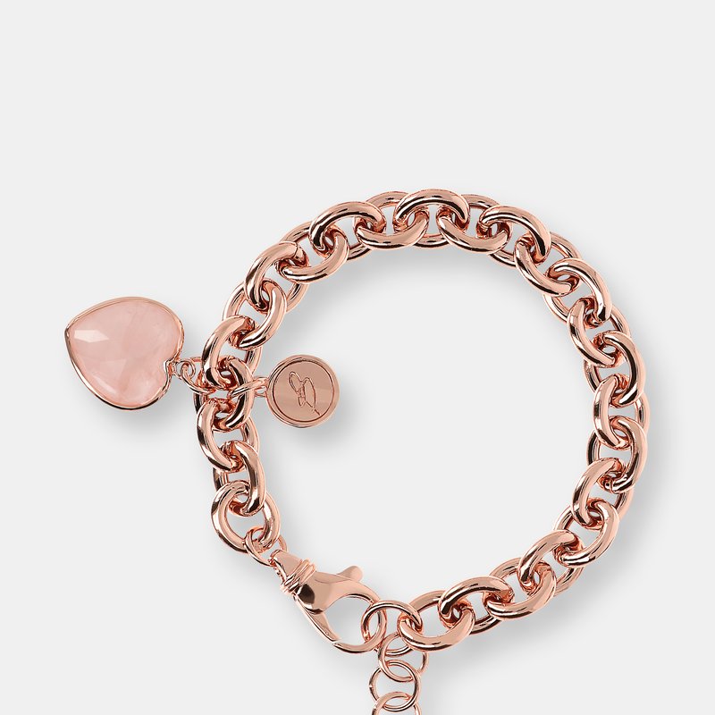 Etrusca Gioielli Heart Chain Bracelet 7,75" Length In Pink