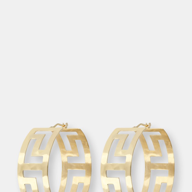 Shop Etrusca Gioielli Hoops With Greek Design In Yellow