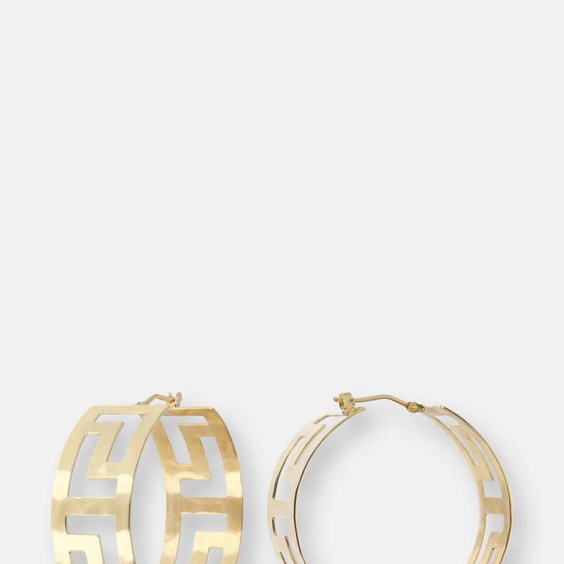 Etrusca Gioielli Hoops With Greek Design In Yellow