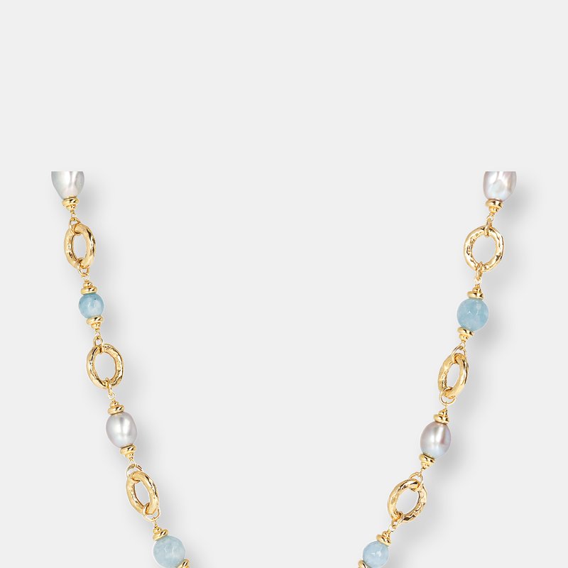 Shop Etrusca Gioielli Long Necklace With Quartz Size 31,25" In Yellow