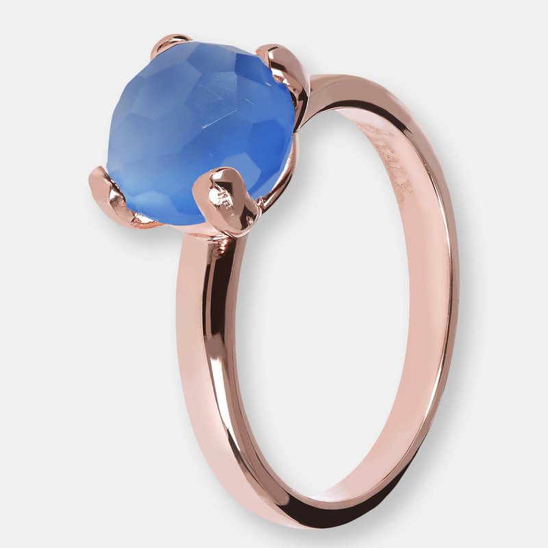 Etrusca Gioielli Mini Solitaire Ring With Natural Stone In Blue