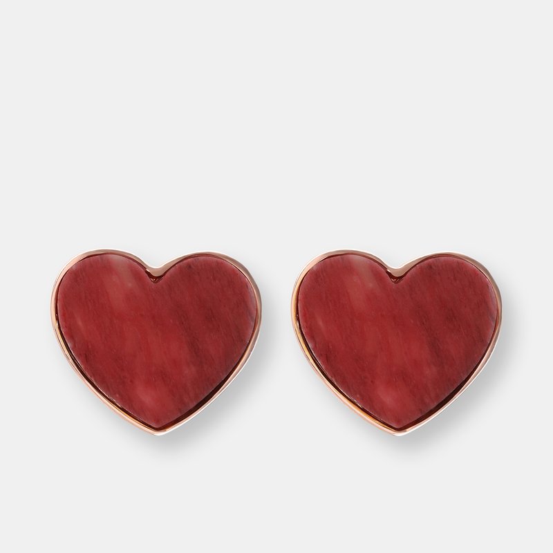 Shop Etrusca Gioielli Natural Stone Heart Earrings In Pink