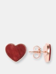 Natural Stone Heart Earrings - Golden Rose/Burgundy - Golden Rose/Burgundy