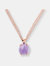 Natural Stone Round Pendant Necklace - Golden Rose/Amethyst - Golden Rose/Amethyst