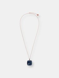 Natural Stone Squared Pendant Necklace With Pave