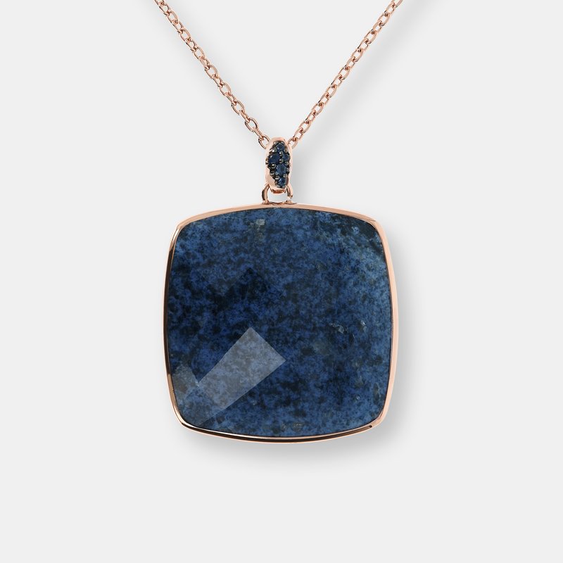 Etrusca Gioielli Natural Stone Squared Pendant Necklace With Pave In Pink