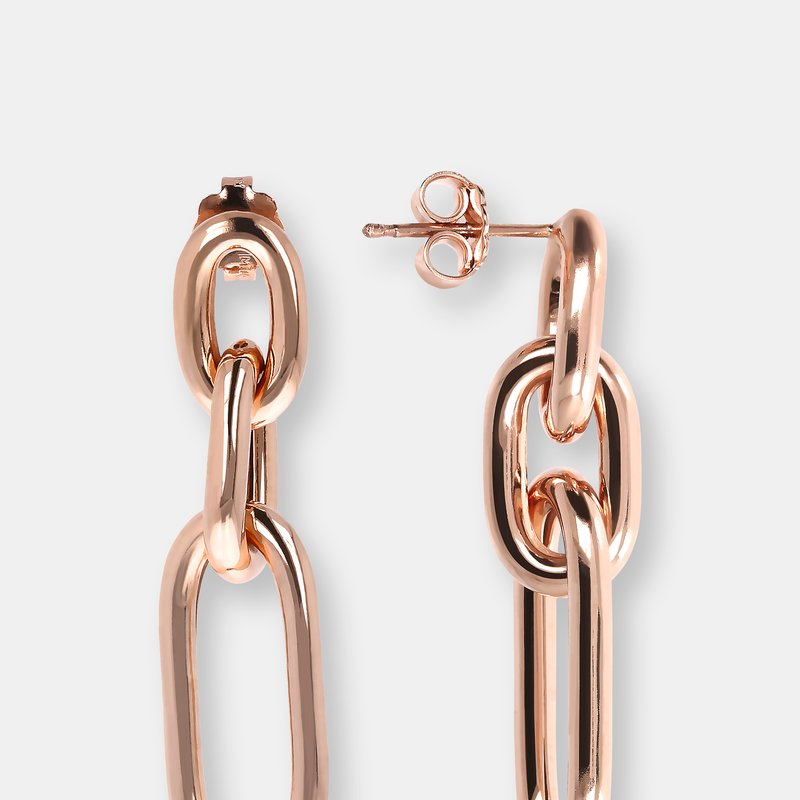 Etrusca Gioielli Oval Chain Earrings In Pink
