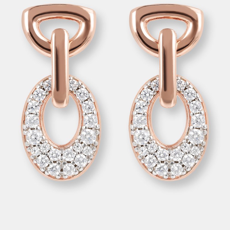 Etrusca Gioielli Oval Pavedangle Earrings In Pink