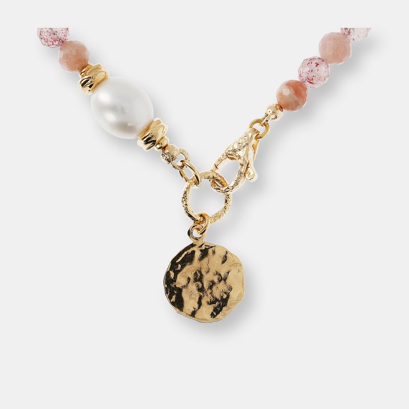 Shop Etrusca Gioielli Pearl And Stone Light Necklace In Pink