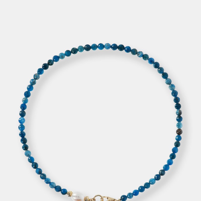 Etrusca Gioielli Pearl And Stone Light Necklace In Blue