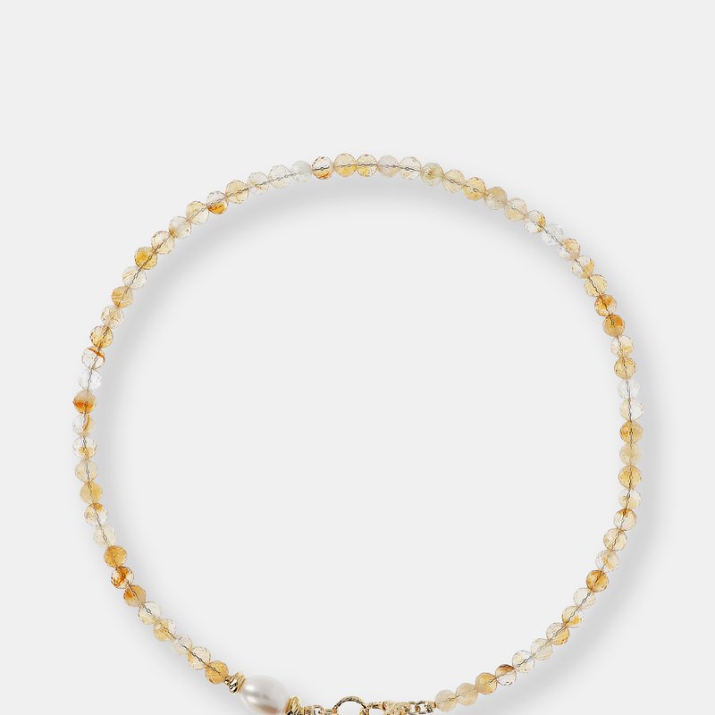 Etrusca Gioielli Pearl And Stone Light Necklace In Yellow