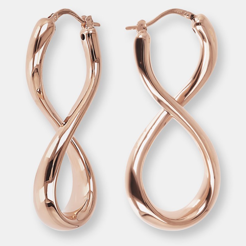 Shop Etrusca Gioielli Rose Gold Plated Infinity Earrings In Pink
