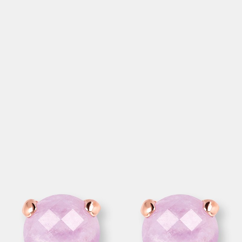 Etrusca Gioielli Round Faceted Stone Earrings In Pink