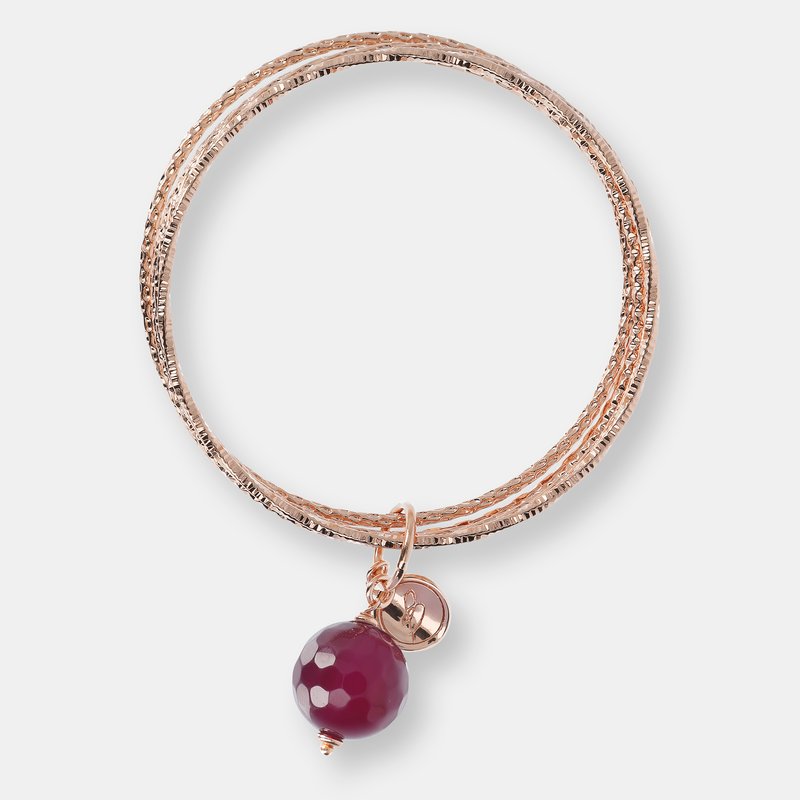 Shop Etrusca Gioielli Round Natural Stone Slip-on Bracelet In Pink