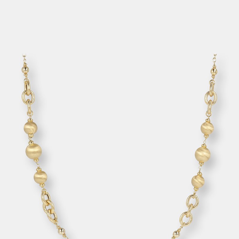 Shop Etrusca Gioielli Satin Spheres And Chain Long Necklace Size 36" In Yellow