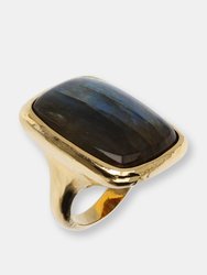 Signet Ring With Labradorite Stone - 18K YELLOW GOLD