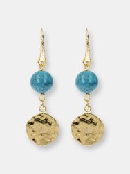 Turquoise And Hammered Disc Pendant Earrings